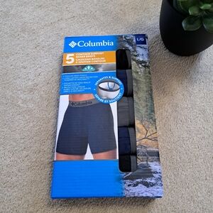Columbia Men's Boxer Briefs 5 Pack Size Large Contour Support Black Grey Blue